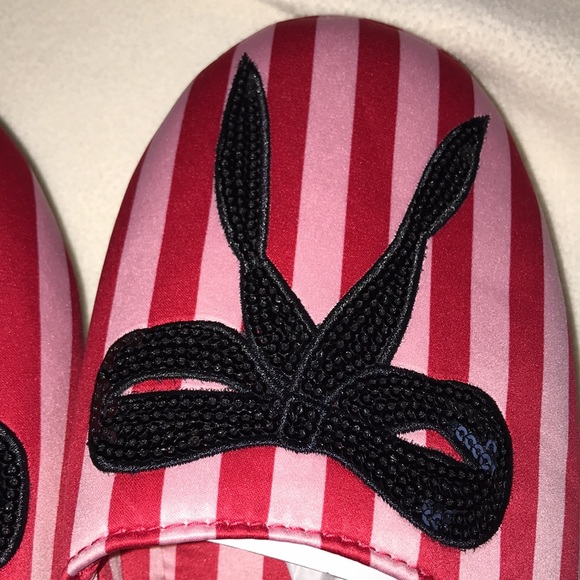 NWT Victoria’s Secret striped satin slippers & matching drawstring bag size S - Picture 6 of 7